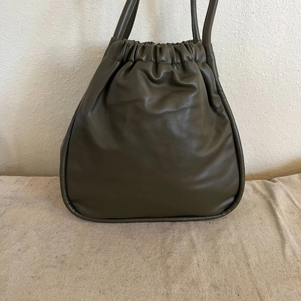 Lulu Dharma Olive Green Pleated Gathered Travel Tote